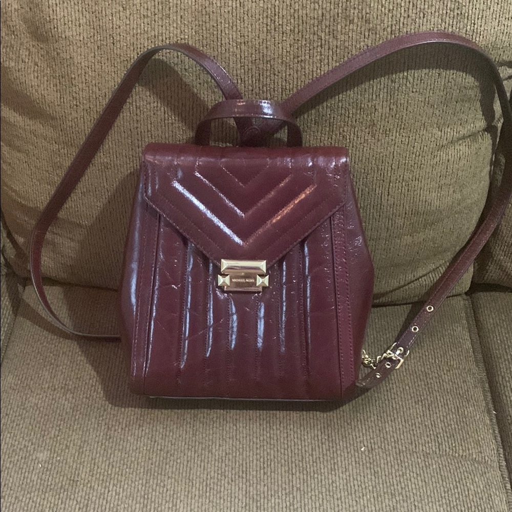 NEW Michael Kors Whitney Burgundy Quilted Backpack